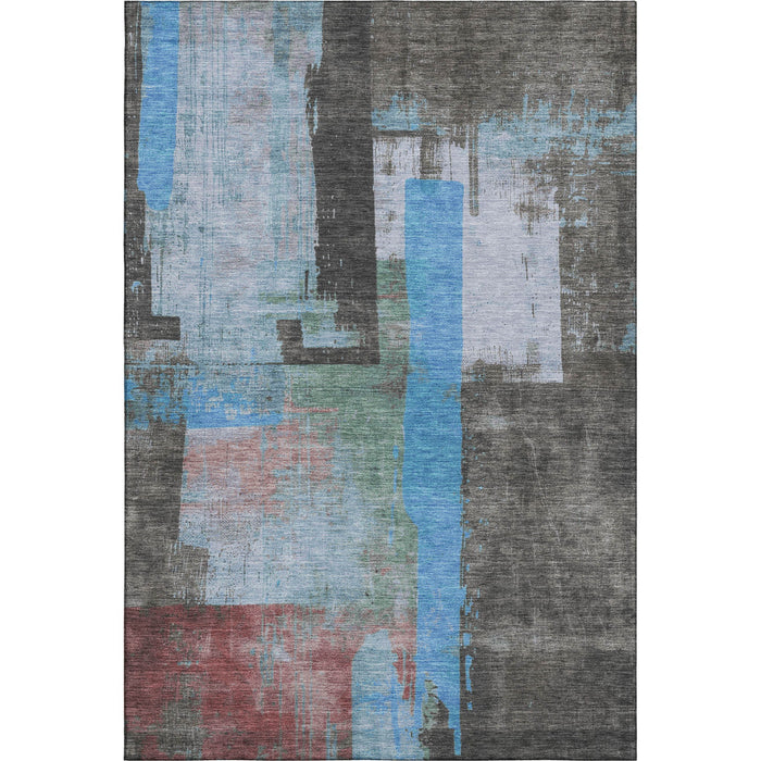 10' X 14' Abstract Washable Area Rug With UV Protection (701135) - Sky Blue / Gray / Silver