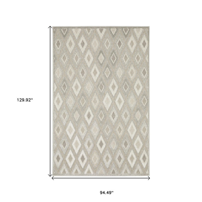 8' X 11' Diamond Area Rug - Beige And Gray