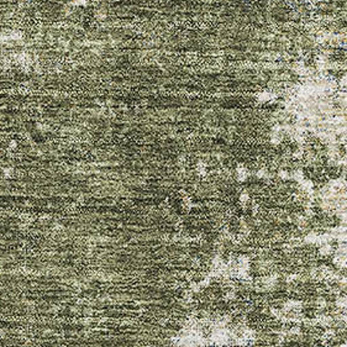 10' X 14' Abstract Washable Area Rug With UV Protection (674862) - Olive Green / Ivory