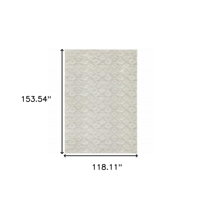 10' x 13' Geometric Power Loom Stain Resistant Area Rug - Gray