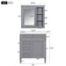 Giga bathroom vanity with medicine cabinet, modern storage cabinet featuring two soft-close doors and four drawers in a sleek design.