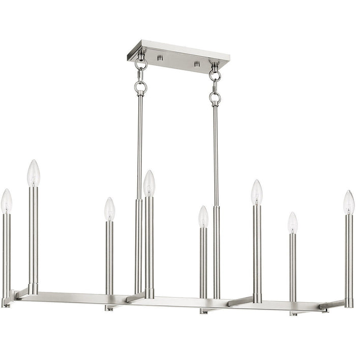 18'' Eight Light Dimmable Chandelier With Shades - Nickel