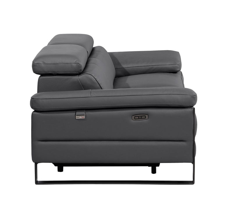 Italian Leather Power Reclining Loveseat (720500) - Dark Gray / Black