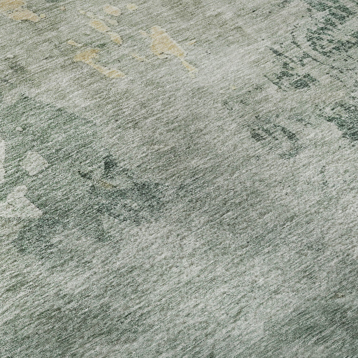 10' X 14' Abstract Washable Area Rug With UV Protection (687077) - Aqua / Wheat