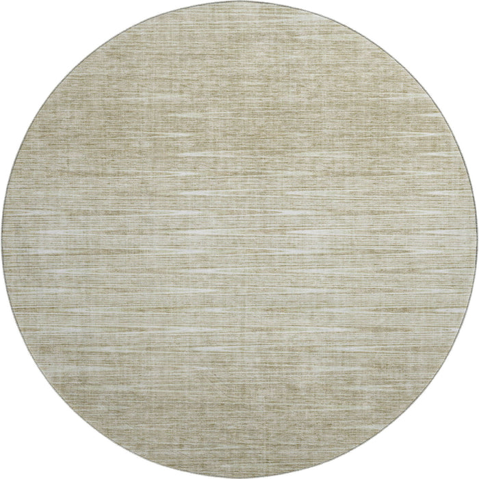 8' Abstract Washable Round Rug With UV Protection - Khaki And Beige