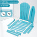 Giga turquoise blue outdoor lounge patio chair with embossed design, foldable Adirondack arm chair for garden or patio use.