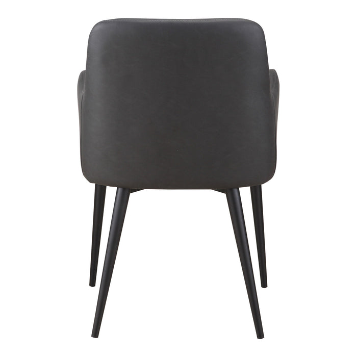 Tufted Upholstered Faux Leather Dining Arm Chairs (Set of 2) - Black