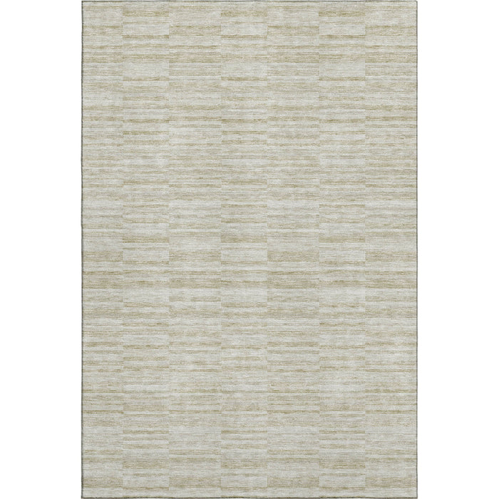 10' X 14' Striped Washable Area Rug With UV Protection - Taupe And Beige