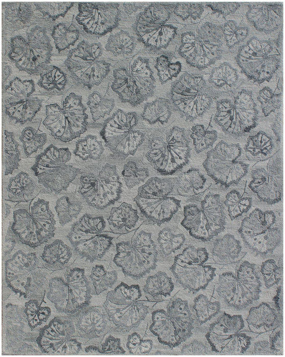 9' x 12' Floral Hand Tufted Non Skid Area Rug - Silver