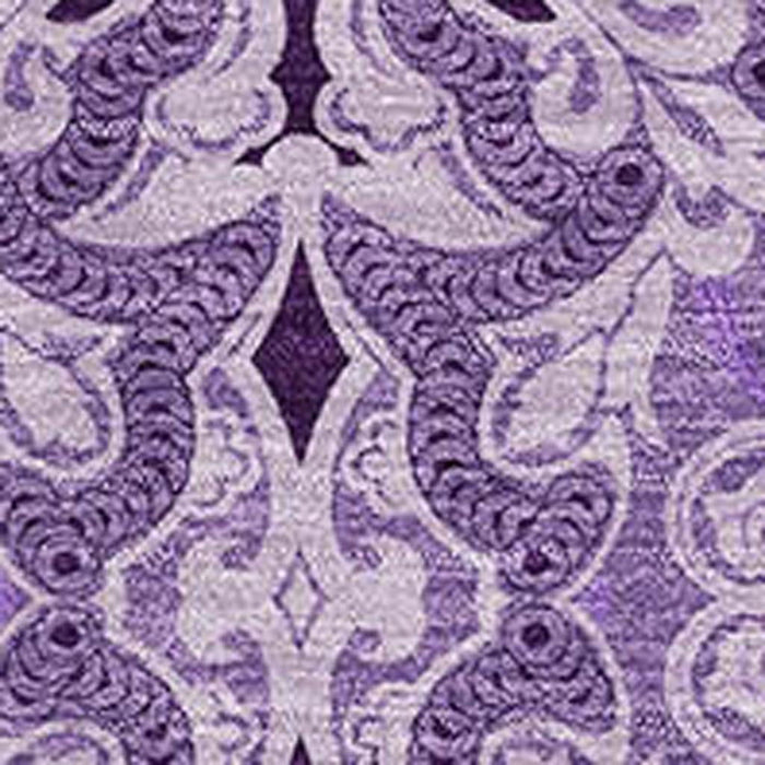 9' X 12' Medallion Washable Area Rug Polyester With UV Protection - Purple And Ivory