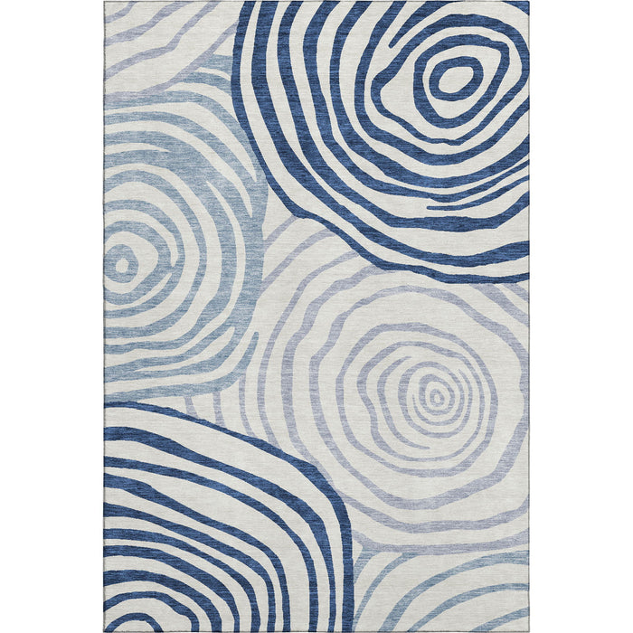 10' X 14' Abstract Polyester Washable Area Rug With UV Protection - Blue And Ivory
