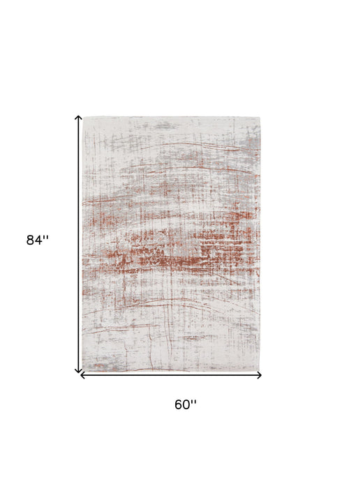 6' x 8' Abstract Non Skid Area Rug - Gray And Yellow