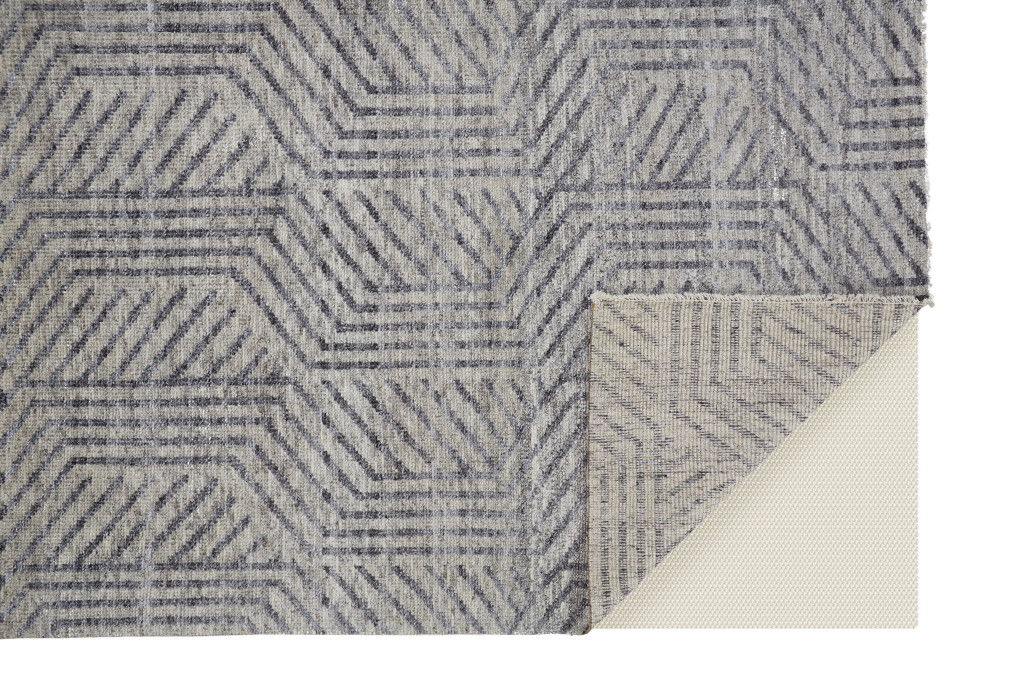 5' X 8' Wool Geometric Hand Knotted Area Rug - Tan And Gray