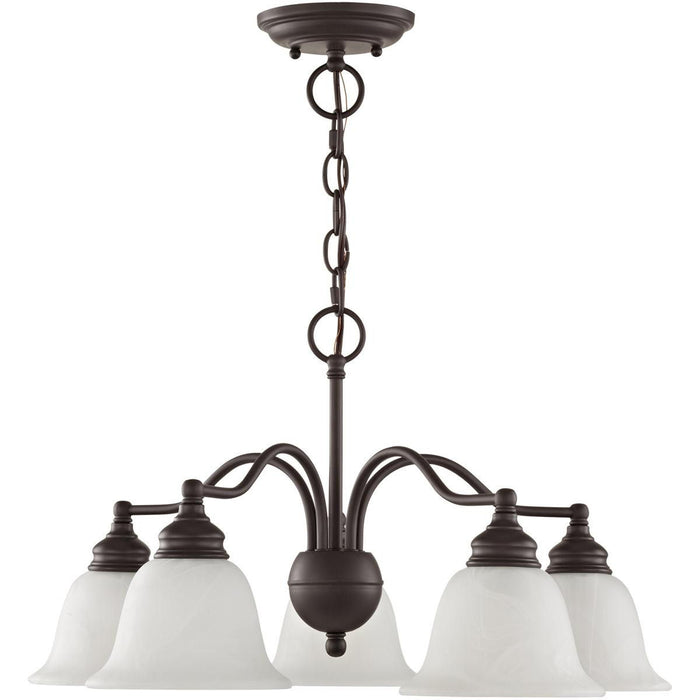 Dimmable Five Light Chandelier With Shades - Bronze