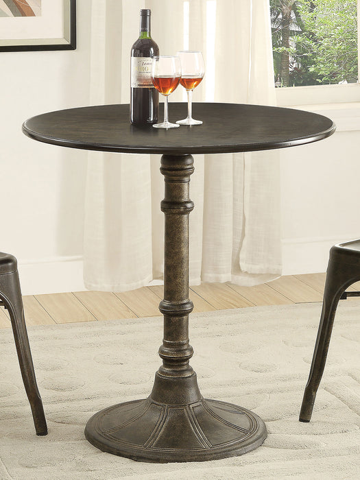 Oswego 30-inch bronze round bistro dining table by CoasterEveryday, featuring a sturdy metal frame and smooth tabletop surface.