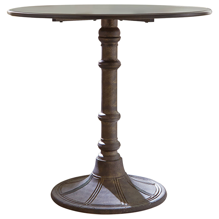Oswego Round 30-inch bronze bistro dining table by CoasterEveryday, featuring a sturdy metal frame and a smooth round tabletop.
