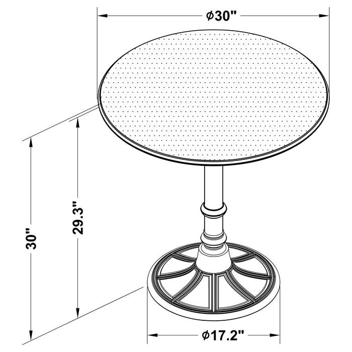 Oswego Round 30-inch bronze bistro dining table by CoasterEveryday, featuring a stylish metal frame and smooth tabletop.