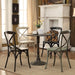 Oswego round 30-inch bronze bistro dining table by CoasterEveryday, showcasing its sturdy metal frame and smooth tabletop surface.