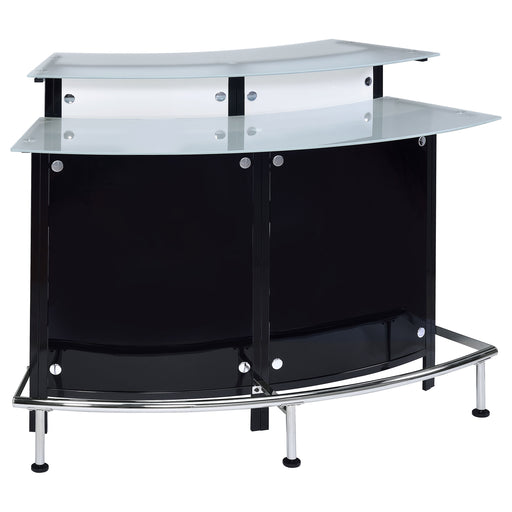 Keystone curved glass top home bar wine cabinet in black by CoasterEssence