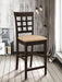 Set of two CoasterEveryday Gabriel lattice-back upholstered counter chairs in cappuccino with cushioned seats and stylish design.