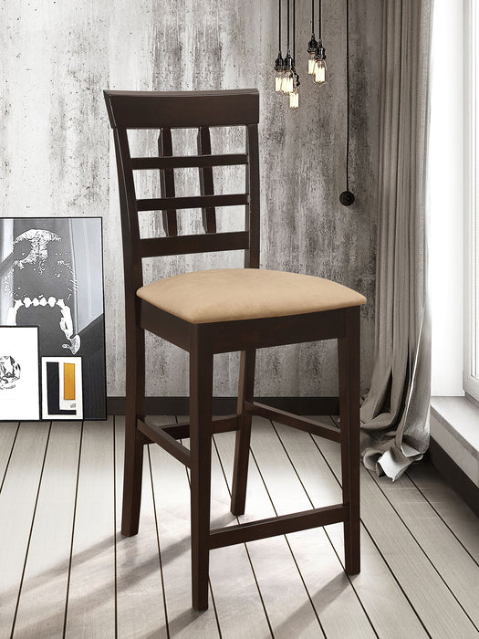 Gabriel Lattice-Back Upholstered Counter Chair Cappuccino (Set of 2)