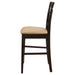 Set of two CoasterEveryday Gabriel lattice-back upholstered counter chairs in cappuccino finish, showcasing plush seating and stylish design.