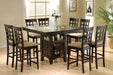 Set of two CoasterEveryday Gabriel lattice-back upholstered counter chairs in cappuccino with cushioned seats and stylish design.