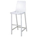 Set of two Juelia clear acrylic bar chairs with chrome legs from CoasterEssence, showcasing modern furniture design and transparent seats.