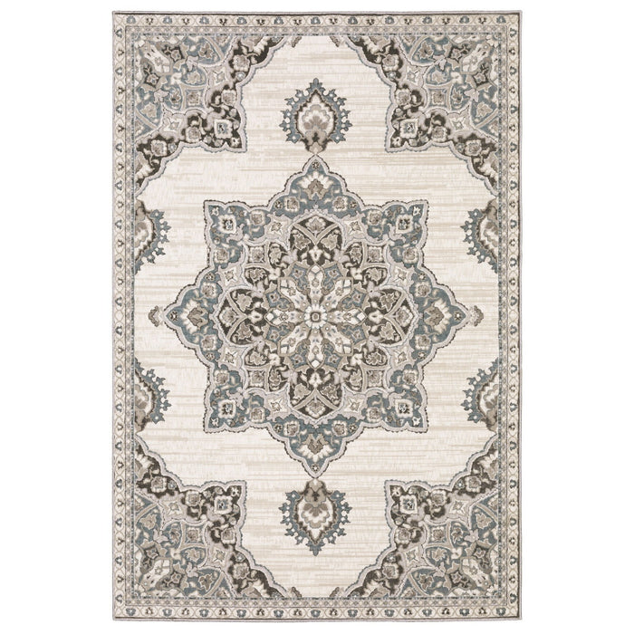 7' X 10' Medallion Area Rug - Gray / Blue