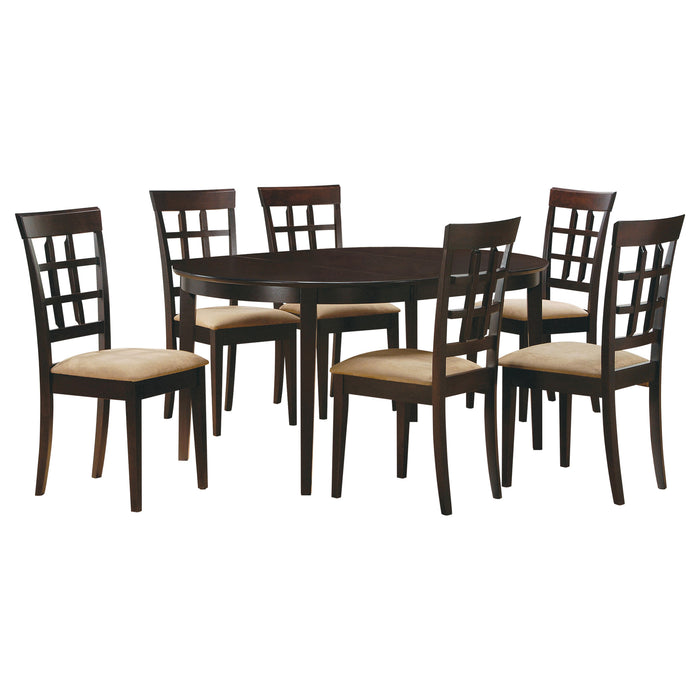 Gabriel 7-Piece Lattice-Back Oval Extension Dining Set Cappuccino