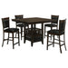 CoasterEveryday Jaden 5-piece square counter height dining set with espresso finish, includes table and four matching chairs.