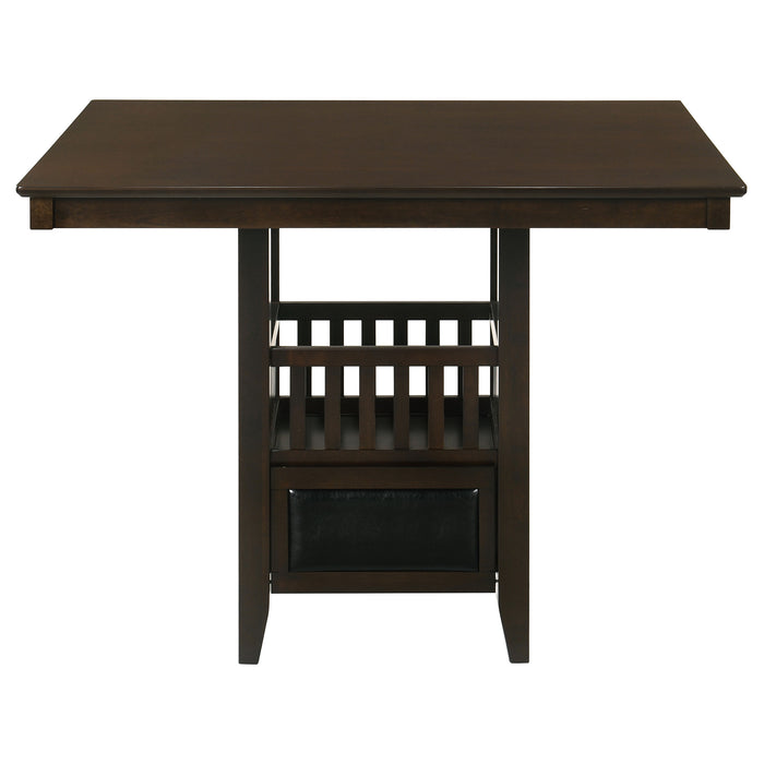 CoasterEveryday Jaden 5-piece square counter height dining set in espresso finish, includes table and four matching chairs.