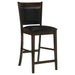 CoasterEveryday Jaden 5-piece square counter height dining set in espresso with matching chairs and table, modern furniture for kitchen or bar area.