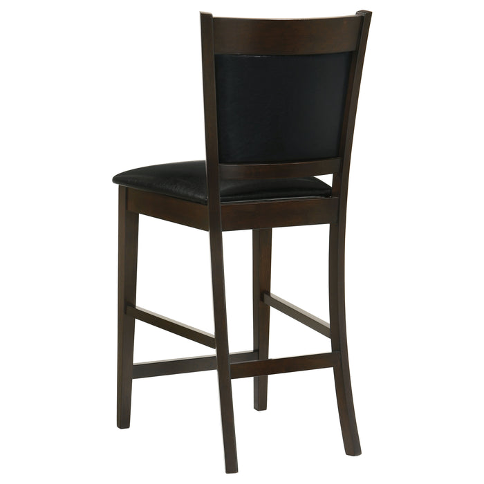 CoasterEveryday Jaden 5-piece square counter height dining set in espresso finish with matching chairs and table.
