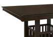 CoasterEveryday Jaden 5-piece square counter height dining set in espresso, showing the table and matching chairs with wood finish.