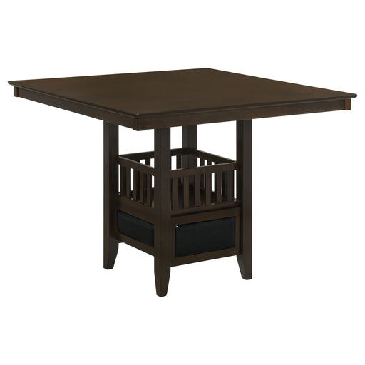 Square 47-inch espresso counter height dining table from CoasterEveryday, with a sleek wooden surface and sturdy legs.