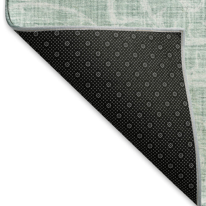 9' X 12' Geometric Washable Area Rug With UV Protection (646114) - Green / Ivory