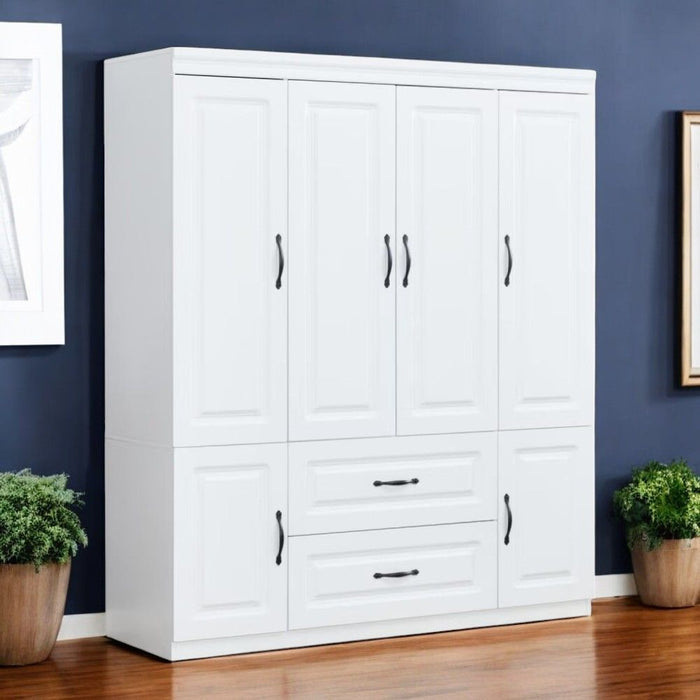 72" Six Door Two Drawer Combo Dresser - White