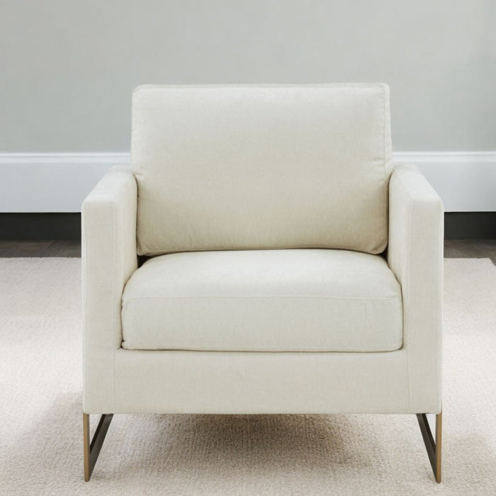 Upholstered Arm Chair - Cream And Gold