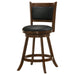 Set of two CoasterEssence Broxton upholstered swivel counter chairs with chestnut fabric and modern design, showing cushioned seats and backs.