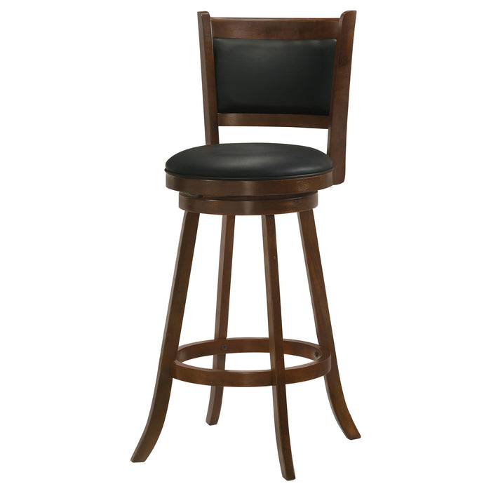 Set of two Broxton upholstered swivel bar chairs by CoasterEssence with chestnut fabric and modern design.
