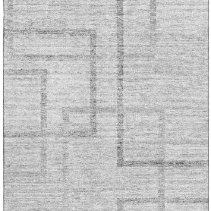 10' X 14' Geometric Washable Area Rug With UV Protection - Gray And Silver