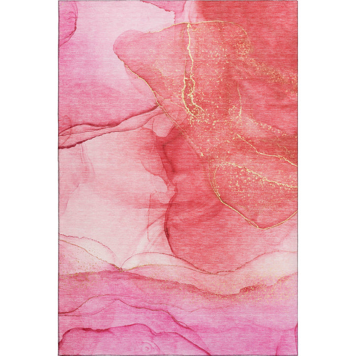 10' X 14' Abstract Washable Area Rug With UV Protection (646876) - Pink / Ivory
