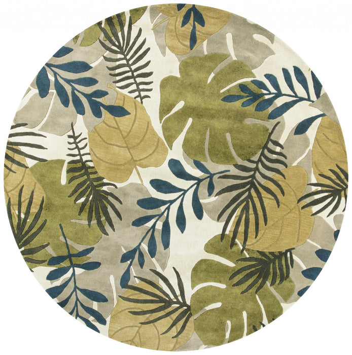 7' Contemporary Round Wool Area Rug - Ivory
