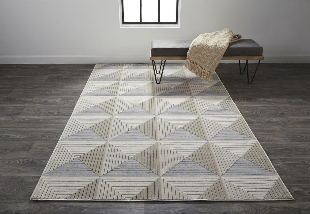 9' x 12' Geometric Area Rug - Beige Gray And Ivory