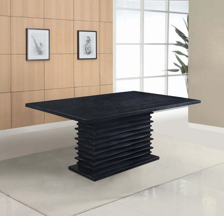 Black Stanton rectangular 66-inch dining table by CoasterEssence, showcasing a sleek modern furniture design.