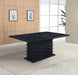 Black Stanton rectangular 66-inch dining table by CoasterEssence, showcasing a sleek modern furniture design.
