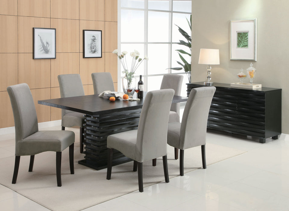 Black Stanton 3-drawer sideboard buffet storage cabinet by CoasterEssence, featuring sleek design and three spacious drawers.