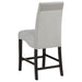 Set of two Stanton velvet upholstered counter chairs in grey, stylish CoasterEssence furniture with padded seats and modern design.