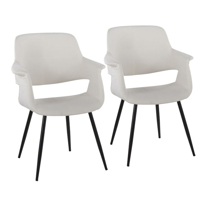 Vintage Flair - Glam/Art Deco Chair (Set of 2) - Black Metal And Cream Velvet